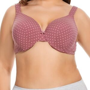 Polka Dot Bra mesa rose Pink 52d NEW underwire stretch soft adjustable straps